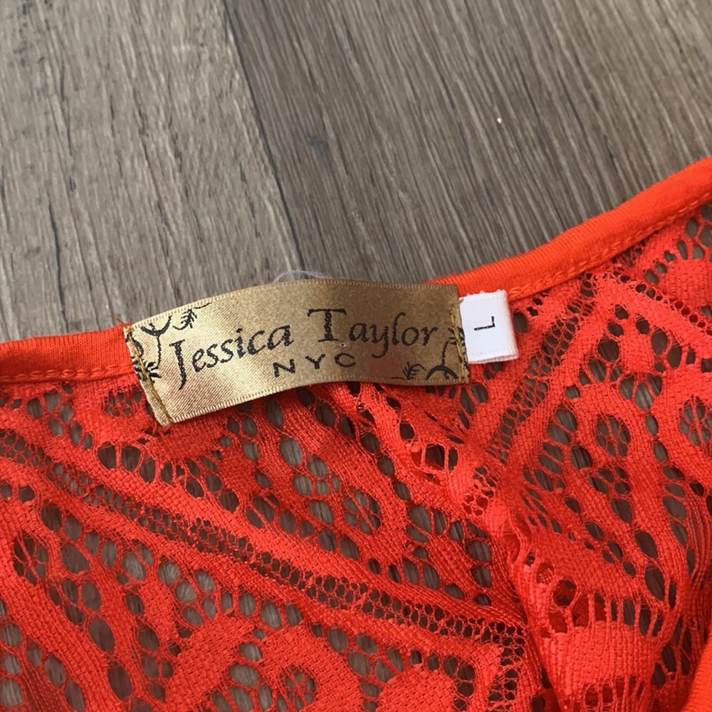 Jessica Taylor Orange/Coral Lace Detail Maxi Dress Large NWOT - Picture 4 of 7
